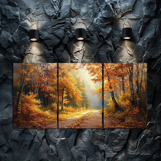 3pcs Warm Oil Painting of Sunshine Wall Art Set Canvas Framed 50x70cm - High Quality Print 100% Australian Made Wall Canvas Ready to Hang