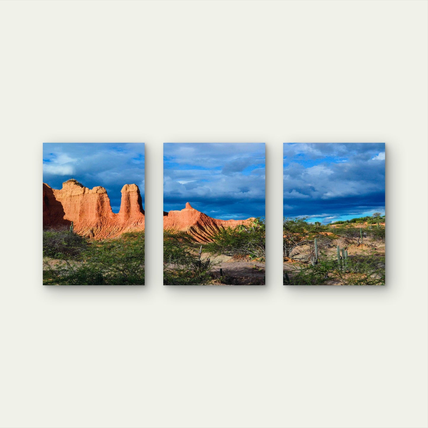 3pcs Cloudy Blue Sky Tatacoa Desert Colombia Metal Print Ready to Hang Art