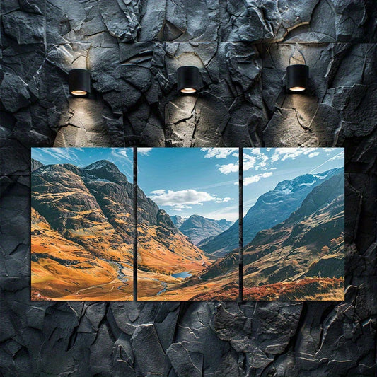 3pcs Scottish Highlands Landscape Wall Art Set Canvas Framed 40x60cm - High Quality Print 100% Australian Made Wall Canvas Ready to Hang