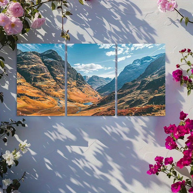 3pcs Scottish Highlands Landscape Wall Art Set Canvas Framed 60x90cm - High Quality Print 100% Australian Made Wall Canvas Ready to Hang