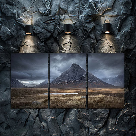 3pcs Scottish Highlands Majestic Mountain Wall Art Set Canvas Framed 50x70cm - High Quality Print 100% Australian Made Wall Canvas Ready to Hang