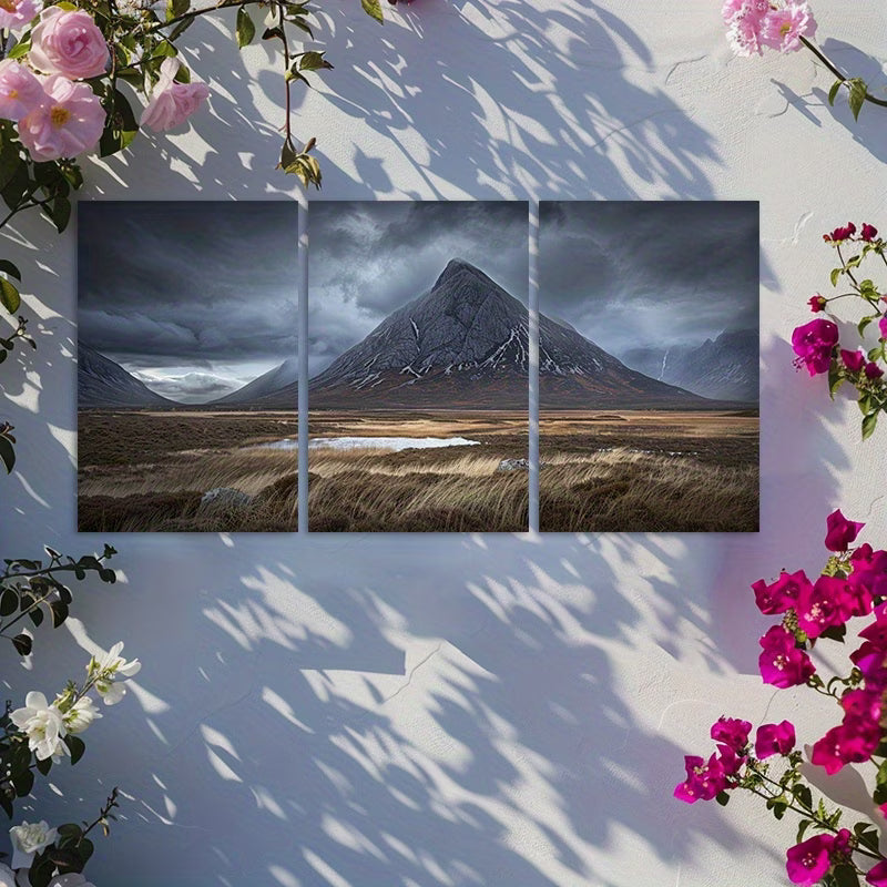 3pcs Scottish Highlands Majestic Mountain Wall Art Set Canvas Framed 40x60cm - High Quality Print 100% Australian Made Wall Canvas Ready to Hang