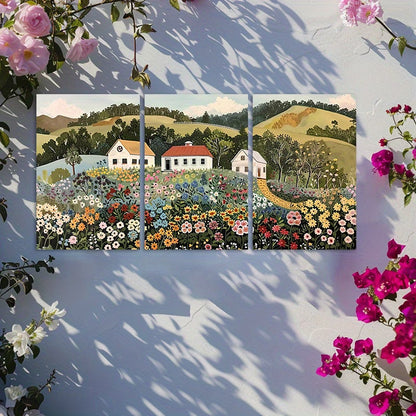 3pcs Grandma Moses-Inspired Retro Rural Charm Wall Art Set Canvas Framed 40x60cm - High Quality Print 100% Australian Made Wall Canvas Ready to Hang