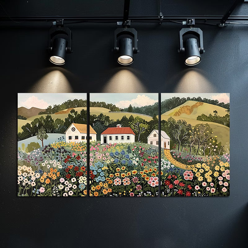 3pcs Grandma Moses-Inspired Retro Rural Charm Wall Art Set Canvas Framed 40x60cm - High Quality Print 100% Australian Made Wall Canvas Ready to Hang