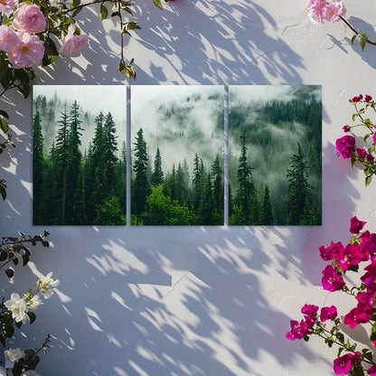 3pcs Mountain and Dark Green Pine Forest Scenes Wall Art Set Canvas Framed 40x60cm - High Quality Print 100% Australian Made Wall Canvas Ready to Hang