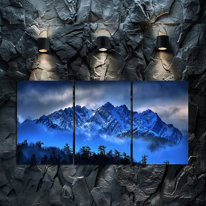 3pcs Snow Mountain Forest & Peaks Landscape Wall Art Set Canvas Framed 40x60cm - High Quality Print 100% Australian Made Wall Canvas Ready to Hang