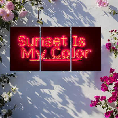 3pcs Sunset Hues Illustration Wall Art Set Canvas Framed 60x90cm - High Quality Print 100% Australian Made Wall Canvas Ready to Hang
