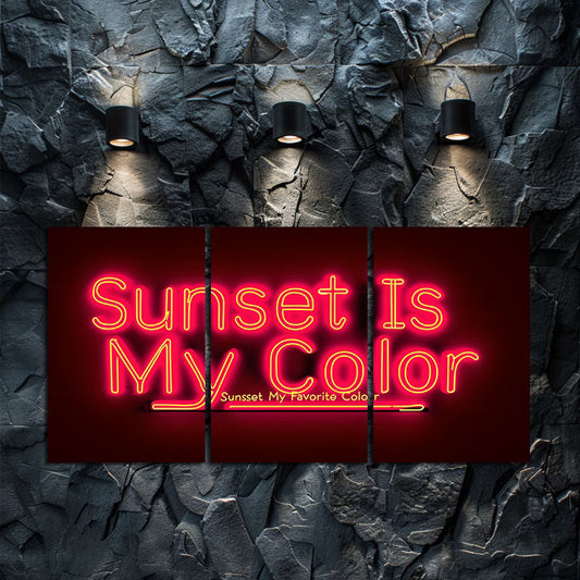 3pcs Sunset Hues Illustration Wall Art Set Canvas Framed 50x70cm - High Quality Print 100% Australian Made Wall Canvas Ready to Hang