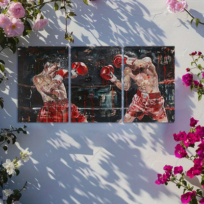 3pcs Boxer Fight Scene Wall Art Set Canvas Framed 40x60cm - High Quality Print 100% Australian Made Wall Canvas Ready to Hang - Bella Home Decor