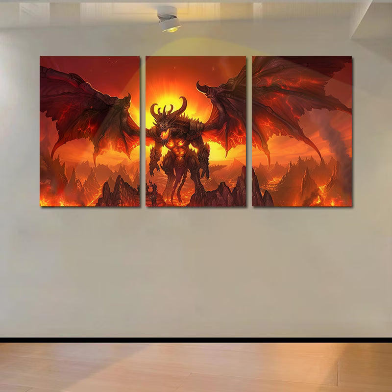 3pcs Dark Fantasy Dragon Mythical Creature Wall Art Set Canvas Framed 40x60cm - High Quality Print 100% Australian Made Wall Canvas Ready to Hang - Bella Home Decor