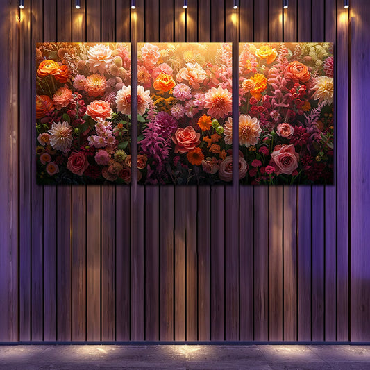3pcs Large Arrangement of Flowers Wall Art Set Canvas Framed 50x70cm - High Quality Print 100% Australian Made Wall Canvas Ready to Hang