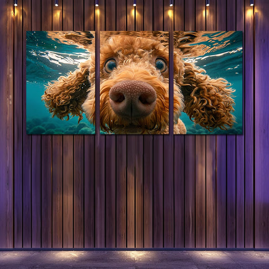 3pcs Charming Poodle Underwater Wall Art Set Canvas Framed 60x90cm - High Quality Print 100% Australian Made Wall Canvas Ready to Hang