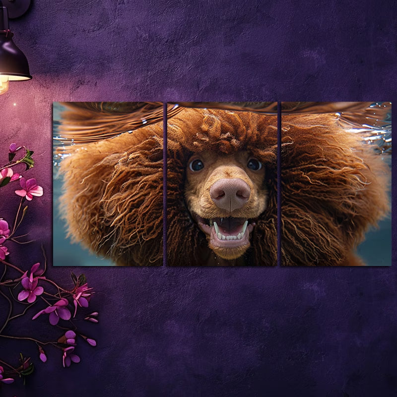 3pcs A Poodle Underwater Wall Art Set Canvas Framed 50x70cm - High Quality Print 100% Australian Made Wall Canvas Ready to Hang - Bella Home Decor