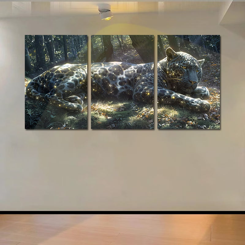 3pcs Charming Crystal Jaguar Wall Art Set Canvas Framed 50x70cm - High Quality Print 100% Australian Made Wall Canvas Ready to Hang - Bella Home Decor
