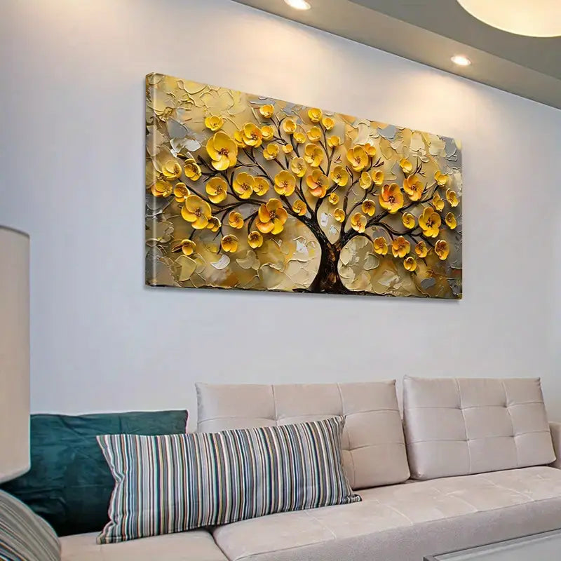 Golden Tree Nordic Wall Art  canvas office home room framed 120x60cm - Bella Home Decor