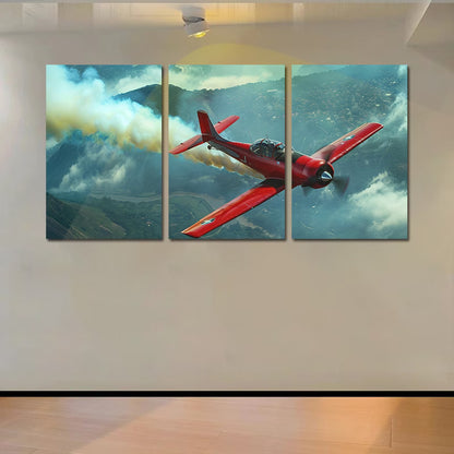 3pcs Aerobatic Plane Illustration Wall Art Set Canvas Framed 60x90cm - High Quality Print 100% Australian Made Wall Canvas Ready to Hang - Bella Home Decor