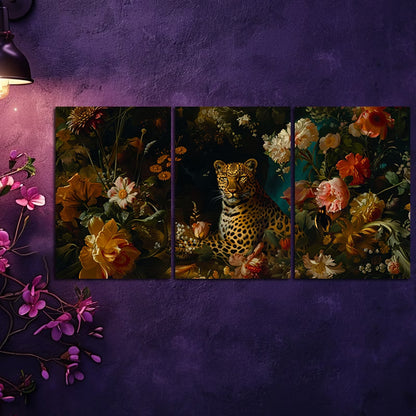 3pcs Floral and Leopard Wall Art Set Canvas Framed 60x90cm - High Quality Print 100% Australian Made Wall Canvas Ready to Hang - Bella Home Decor