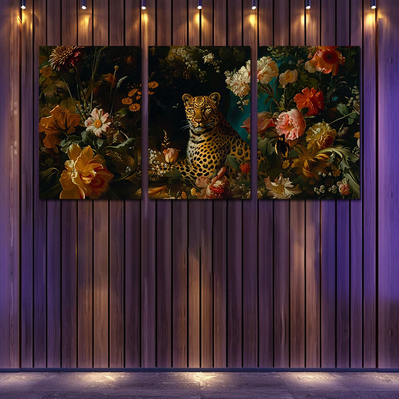 3pcs Floral and Leopard Wall Art Set Canvas Framed 40x60cm - High Quality Print 100% Australian Made Wall Canvas Ready to Hang