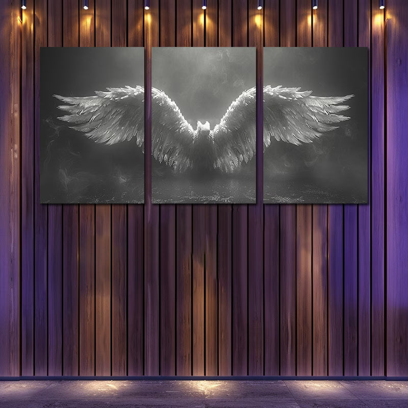 3pcs Angel Wings Design Wall Art Set Canvas Framed 50x70cm - High Quality Print 100% Australian Made Wall Canvas Ready to Hang