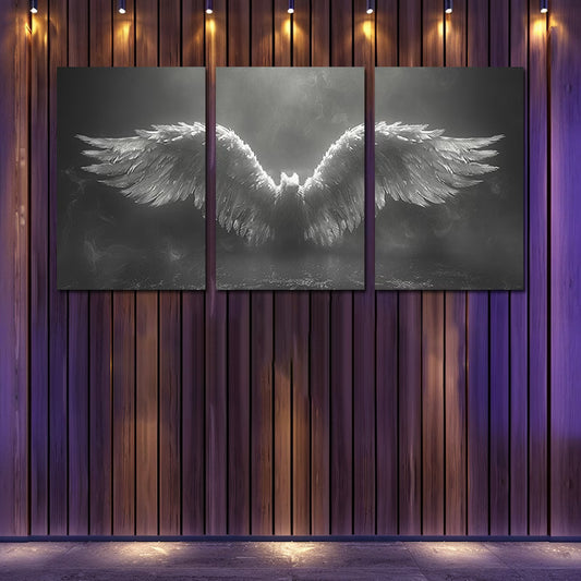 3pcs Angel Wings Design Wall Art Set Canvas Framed 50x70cm - High Quality Print 100% Australian Made Wall Canvas Ready to Hang