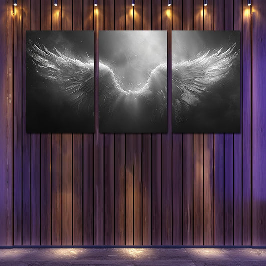 3pcs Angel Wings Illustration Wall Art Set Canvas Framed 60x90cm - High Quality Print 100% Australian Made Wall Canvas Ready to Hang