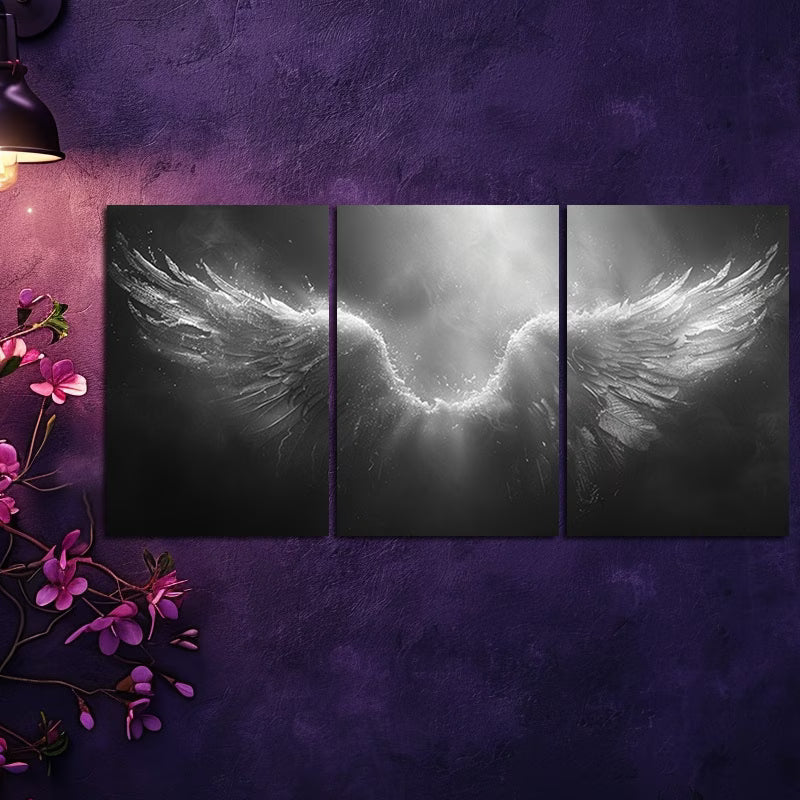 3pcs Angel Wings Illustration Wall Art Set Canvas Framed 40x60cm - High Quality Print 100% Australian Made Wall Canvas Ready to Hang - Bella Home Decor