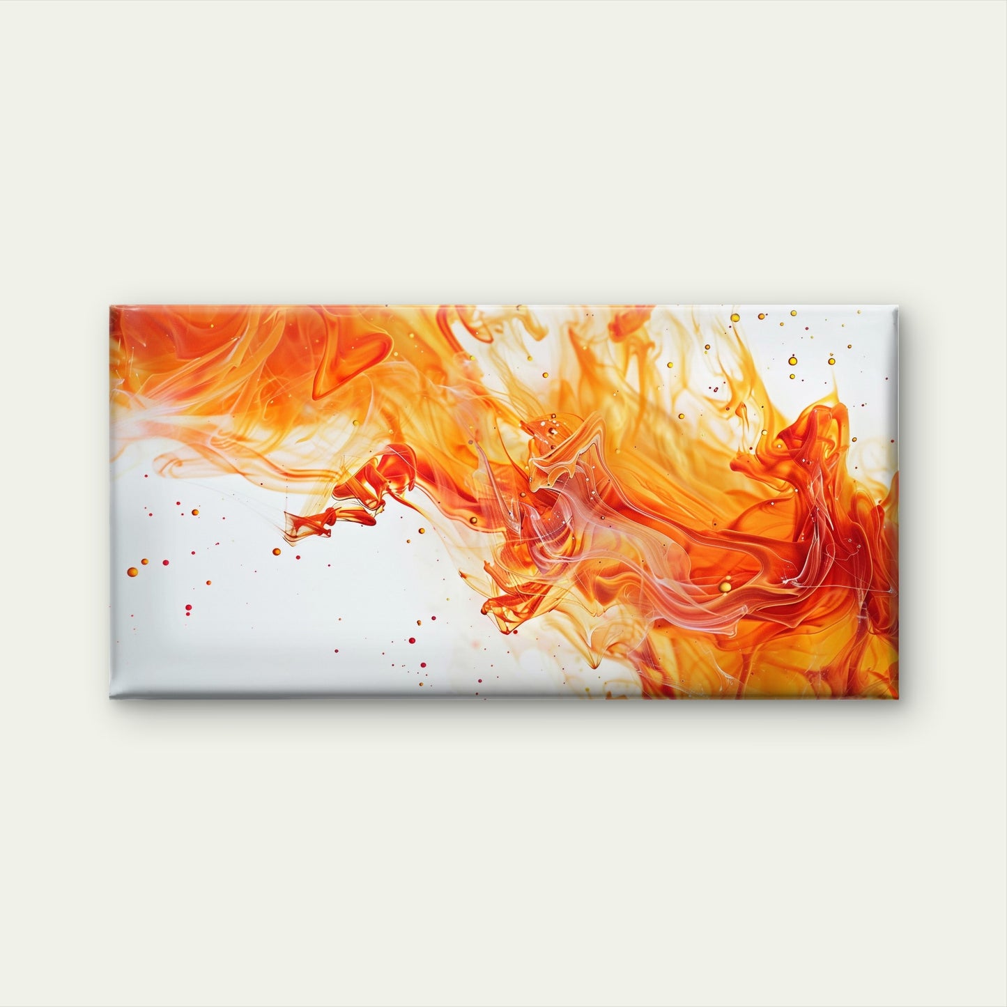 Orange Fire White Smoke Wall Art Canvas Office Home Room Framed 120x60cm