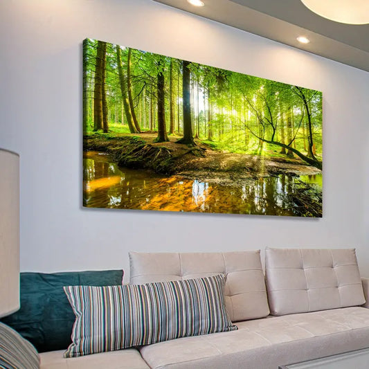 Charming Forest wall canvas office home room framed 120x60cm - Bella Home Decor