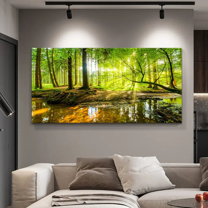 Charming Forest wall canvas office home room framed 120x60cm - Bella Home Decor
