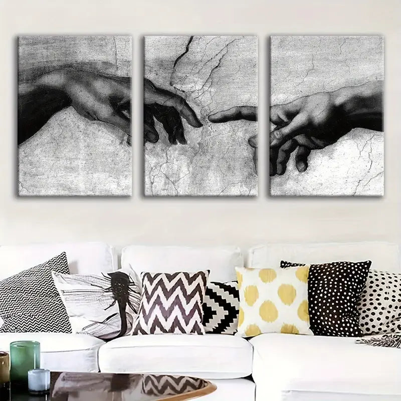 3pcs Hand In Hand Fantasy Metal Print Ready to Hang Art