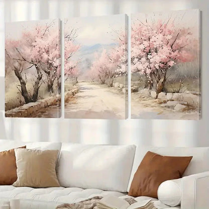 3pcs Cherry Blossom Landscape Wall Art Set Canvas Unframed - High Quality Print 100% Australian Made Wall Canvas - Bella Home Decor