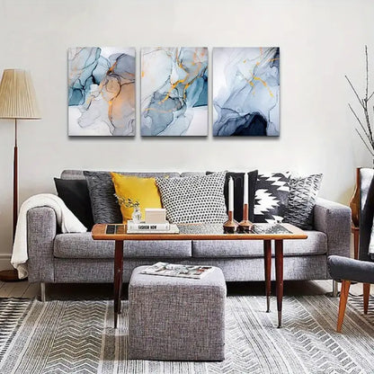 3pcs Modern Abstract Wall Art Canvas  Metal Print Ready to Hang Art