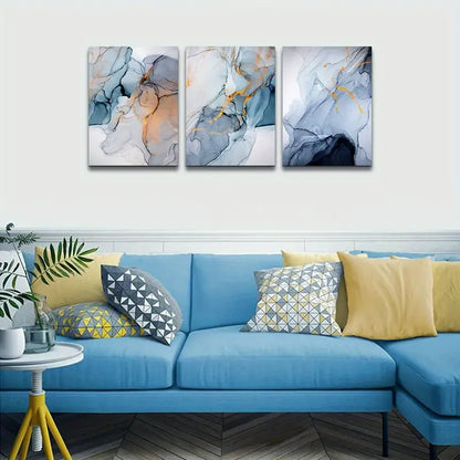 3pcs Modern Abstract Wall Art Canvas  Metal Print Ready to Hang Art