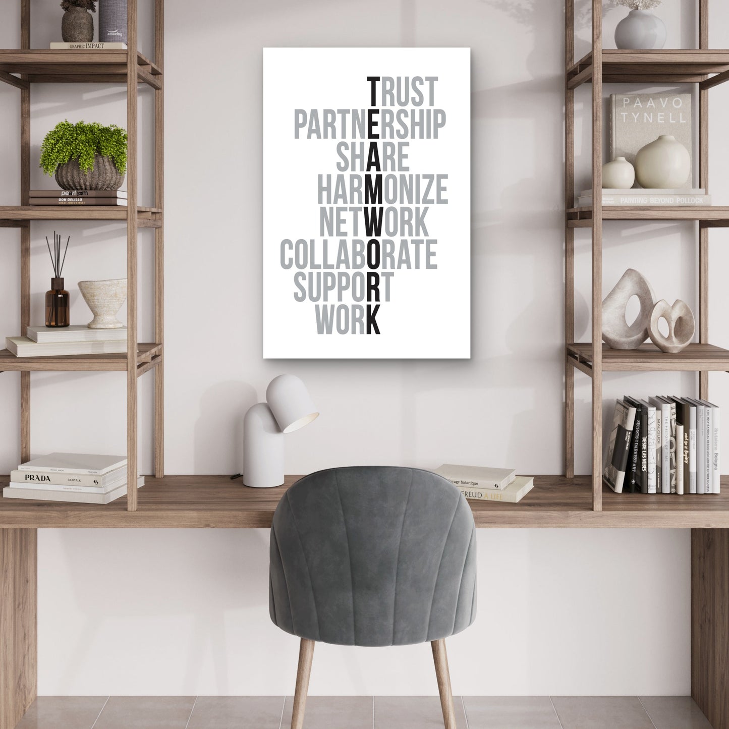 Teamwork Acrostic Crossword Corporate Office Core Values 40x60cm Metal Print Ready to Hang