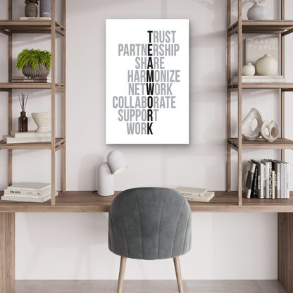 Teamwork Acrostic Crossword Corporate Office Core Values 40x60cm Metal Print Ready to Hang