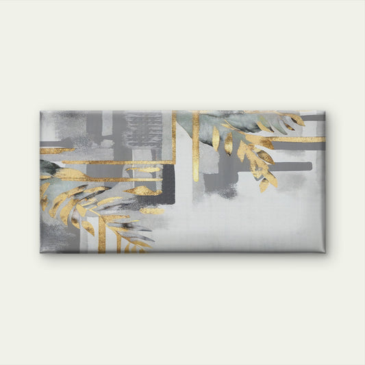 Grey Gold Foil Abstract Palm Leaf Wall Art Canvas Office Home Framed 120x60cm