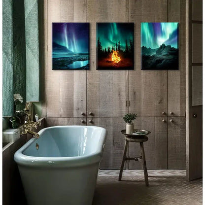 3pcs Northern Lights Scenery Painting Wall Art Set Canvas Unframed - High Quality Print 100% Australian Made Wall Canvas