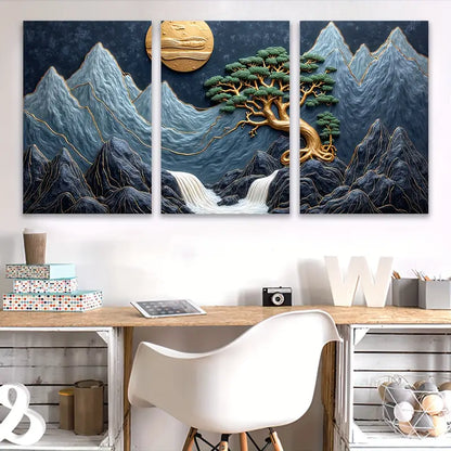 3pcs Bonsai Tree Zen Art Minimal Decor Wall Art Set Canvas Framed 60x90cm - High Quality Print 100% Australian Made Wall Canvas Ready to Hang - Bella Home Decor