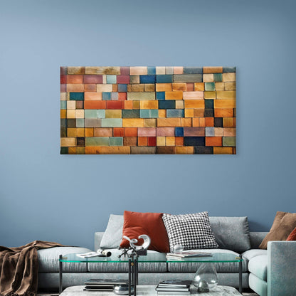 Mosaic Tile Geometric Block Wall Art Canvas Office Home Framed 120x60cm