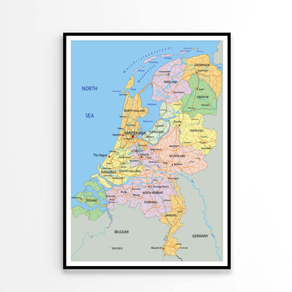 Netherlands Highly Detailed Political Map Home Decor Premium Quality Poster Print Choose Your Sizes