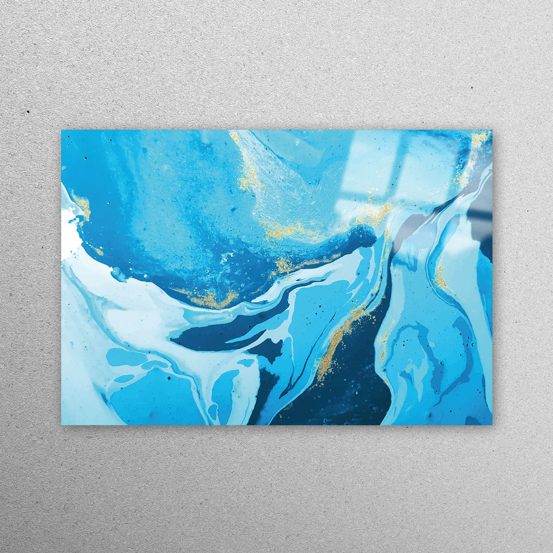 Blue Tones Marble Acrylic Glass Print Tempered Glass Wall Art 100% Made in Australia Ready to Hang