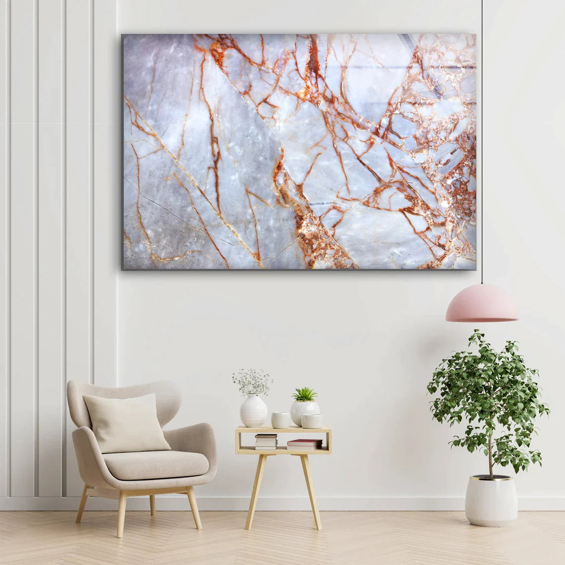 Gold Red & Grey Marble UV Direct Aluminum Print Australian Made Quality