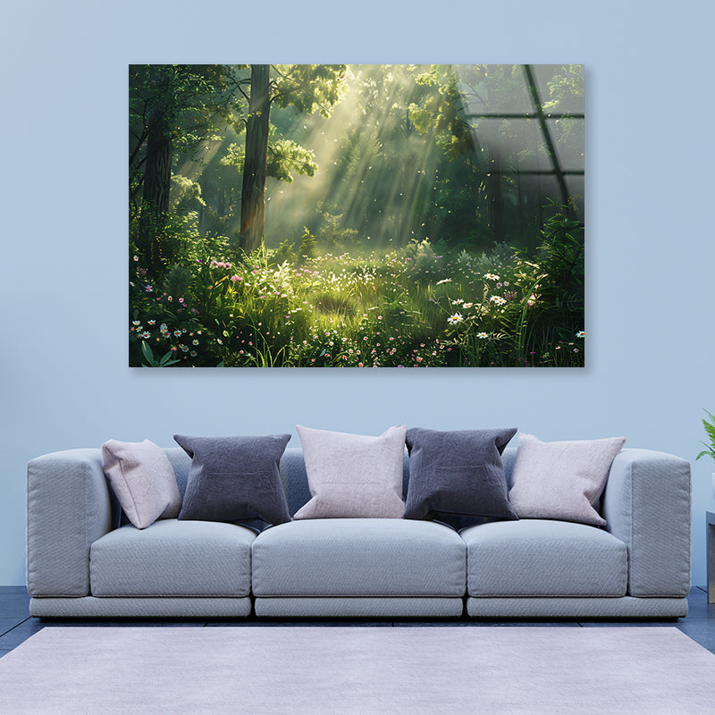 Sun Rays in the Forest Acrylic Glass Print Tempered Glass Wall Art 100% Made in Australia Ready to Hang - Bella Home Decor