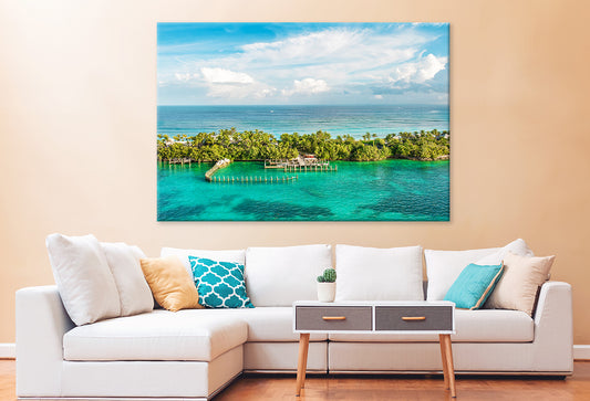 Turquoise Sea and Cloudy Blue Sky  Wall Art Decor 100% Australian Made