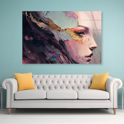 Painting of a Human Face Acrylic Glass Print Tempered Glass Wall Art 100% Made in Australia Ready to Hang - Bella Home Decor
