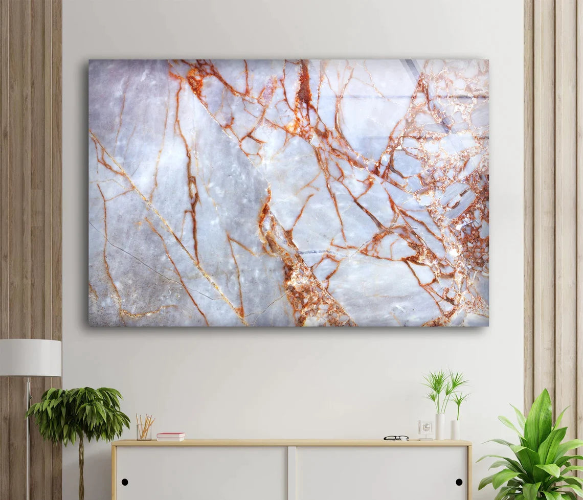 Gold Red & Grey Marble UV Direct Aluminum Print Australian Made Quality