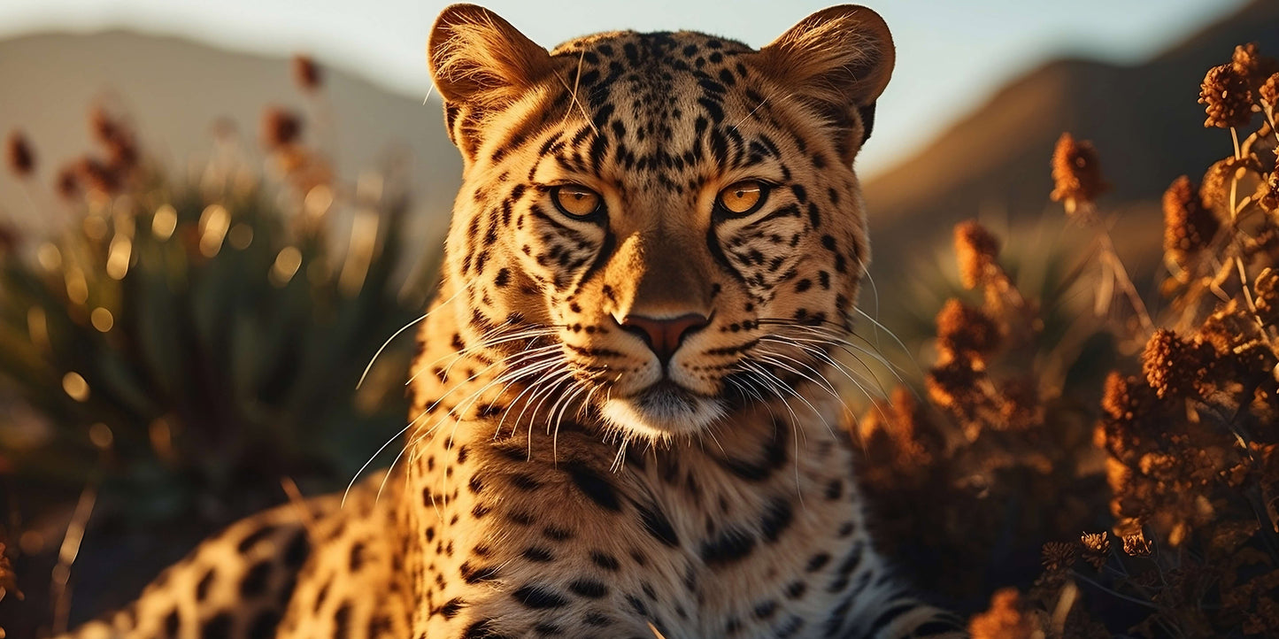Wild Leopard Face Close Up Safari Animal Wall Art Canvas Office Home Room Framed 120x60cm