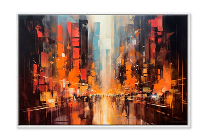 City Background With Splashes Oil Painting Wall Art Limited Edition High Quality Print Canvas Box Framed White