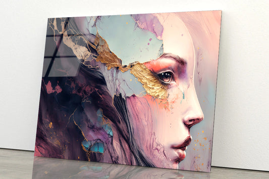 Painting of a Human Face Acrylic Glass Print Tempered Glass Wall Art 100% Made in Australia Ready to Hang - Bella Home Decor