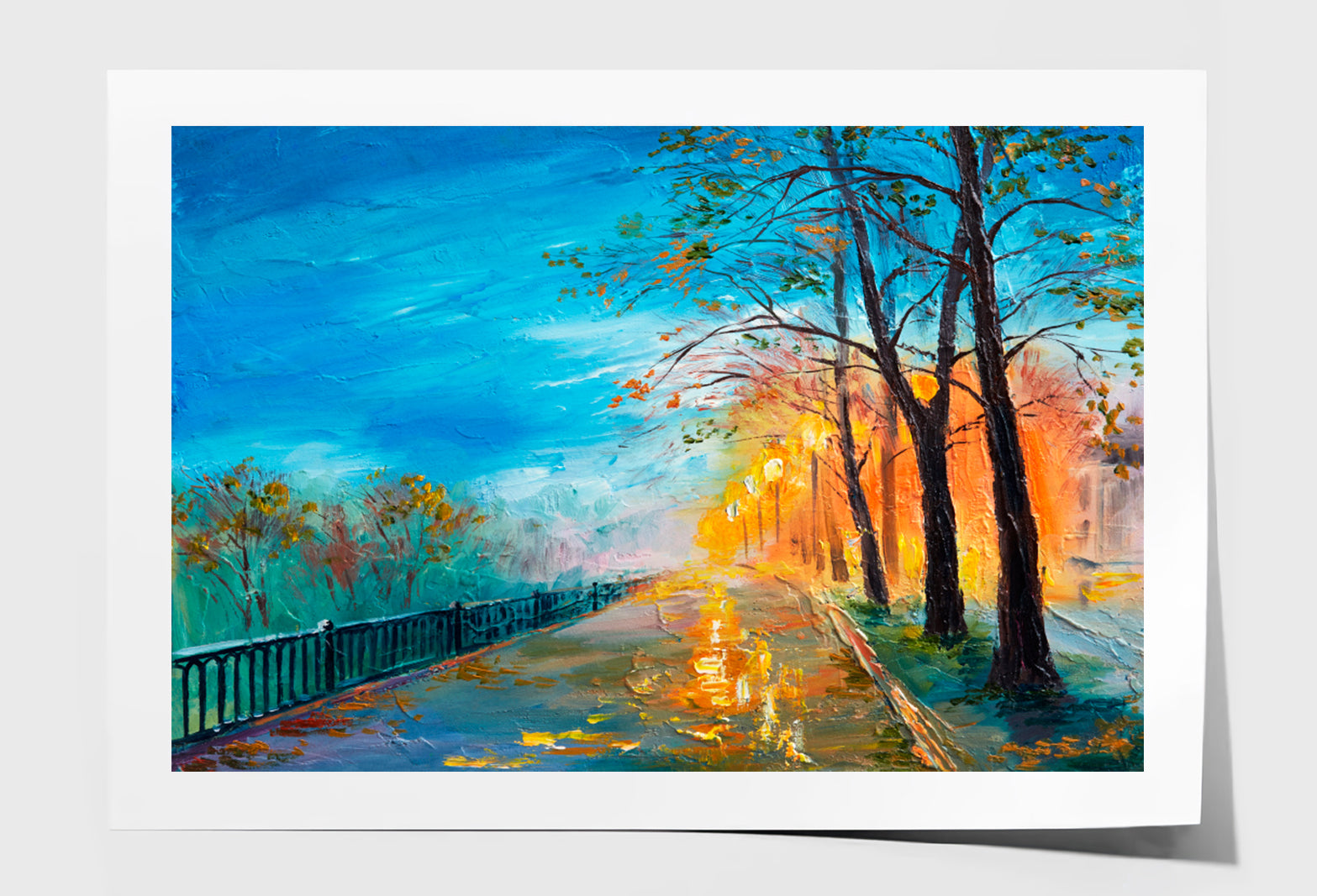 Evening Autumn Street Oil Painting Limited Edition High Quality Print Unframed Roll Canvas None